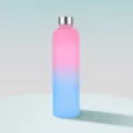 Gradient frosted plastic water bottle 1000ml sports drink bottle with time marker. - 1000ML / Light Blue Pink Gradient