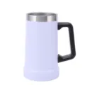 Stainless steel vacuum beer mug with handle, large capacity insulated cup for daily use and outdoor. - White