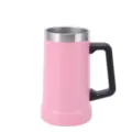 Stainless steel beer mug with handle, large capacity insulated vacuum tumbler for outdoor travel - Pink