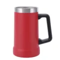 Stainless steel vacuum insulated beer mug with handle large capacity metal cup for home - Red