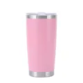 Pink 20oz Stainless Steel Vacuum Tumbler Travel Coffee Mug with Clear Lid for Car - Pink