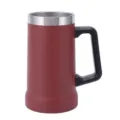 Stainless steel vacuum insulated beer mug with handle, large capacity thermal cup for camping. - Dark Red
