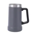Stainless steel vacuum beer mug with handle, dark grey insulated tumbler for outdoor parties. - Gray