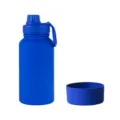 Blue stainless steel insulated water bottle with handle and silicone protective boot. - Sky Blue