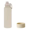 Large capacity stainless steel sports water bottle with portable handle lid and silicone boot. - Off White