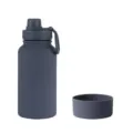 Dark grey stainless steel water bottle with handle and silicone boot for sports. - 1150ml / Dark Gray