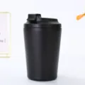 Tasse de voyage en acier inoxydable noir mat 12oz double paroi tasse a cafe isolee auto - 360ml / Noir