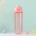 Pink plastic sports water bottle with straw, high capacity portable drink cup for outdoor use. - 800ml / Transparent / Pink