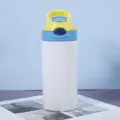 Kids straight sublimation tumbler 304 stainless steel water bottle with straw lid. - 350ml / Yellow Blue