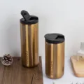 Tazza da caffè termica in acciaio inossidabile di colore oro con coperchio ermetico - 400ml / Oro di Lusso