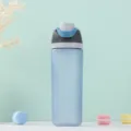 Frosted plastic sport water bottle with large capacity, dual-drinking straw design for outdoor use. - 800ml / Frosted / Light Blue
