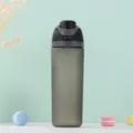 Frosted grey sports water bottle with black cap, large capacity plastic outdoor drinking cup. - 800ml / Frosted/Black
