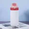 Stainless steel kids insulated water bottle with straw lid and pink portable handle for daily use. - 350ml / Red and Pink