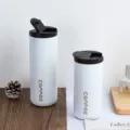 Set di tazza da caffe in acciaio inossidabile, grande tazza da auto portatile con coperchio - 400ml / Bianco