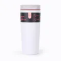 Stainless steel vacuum insulated travel coffee mug with leak-proof lid for daily use. - White