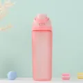 Pink Frosted Plastic Sports Water Bottle with Straw Large Capacity Portable Drink Cup - 800ml / Frosted / Pink