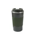 Stainless steel vacuum insulated travel coffee mug with leak-proof lid and anti-slip grip sleeve. - 500 ML / Green