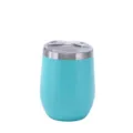 12oz stainless steel vacuum wine tumbler turquoise insulated egg cup with clear lid - Matte Sky Blue