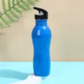 Blau isolierte Edelstahl Sport Trinkflasche mit schwarzem Deckel und Griff für Outdoor. - Blau