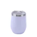 Light purple 12oz stainless steel wine tumbler with clear lid, vacuum insulated egg cup. - Powder-Coated White