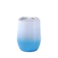 12oz Stainless Steel Gradient Tumbler White Blue Insulated Wine Cup with Clear Lid - White Blue