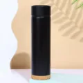 Stainless steel vacuum insulated travel coffee mug with cork base in black matte finish. - 401-500ml / Black