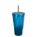 Gobelet créatif en acier inoxydable avec paille, tasse d'eau de voyage bleue losange. - 501-600ml / Bleu dégradé en losanges