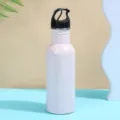 Rosa Metall Sport Trinkflasche mit Griff, weite Offnung fur Outdoor Reisen Becher. - 501-600ml / Weiß