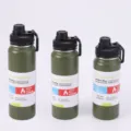 Edelstahl Vakuum isolierte Sport Trinkflasche, armee-grüne tragbare Reiseflasche mit Griff - 600 ml / Armeegrün