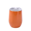 12oz orange stainless steel wine tumbler, double wall vacuum insulated egg cup with clear lid. - Orange
