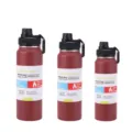 Edelstahl Vakuum Sport Trinkflasche Isolierte Reiseflasche mit Tragbarem Griff - 600 ml / Burgunderrot