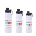 Bouteille d'eau de sport isotherme en acier inoxydable, variante blanche avec bouchon noir. - Isotherme 2 heures - Couleur aléatoire / Blanc