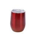 12oz insulated stainless steel wine tumbler with clear lid red powder coated cup - Wine Red