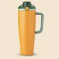Large capacity stainless steel insulated tumbler with handle and lid for outdoor daily use. - Gold