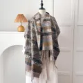 Vintage ethnic style imitation cashmere winter scarf with CD logo pattern for women - Letter D - Grey / 200*65cm