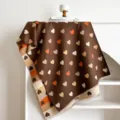 Stylish brown faux cashmere scarf with heart pattern for winter warmth and comfort - Regular Length / Double-Sided Heart - Coffee