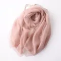 Elegant lightweight mulberry silk and wool blend scarf in a soft pinkish beige hue - 190cm / Light Pink