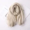 Elegant beige lightweight silk wool scarf for women in a soft draped style. - 190cm / Beige
