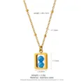 Geometrische goudkleurige roestvrijstalen ketting met blauwe gefacetteerde stenen - Blauw