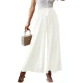Women high waist wide leg pants elegant white bow tie casual trousers summer fashion style - S / White