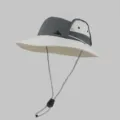 Outdoor hiking sun hat in off-white and grey with adjustable chin strap - Adjustable / Off White