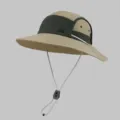 Retro Japanese color-block outdoor hiking bucket hat with adjustable gray chin strap - Adjustable / Khaki