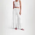 Women casual solid pleated elastic waist loose wide leg trousers comfortable daily wear - S / White