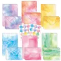 72-piece watercolor stationery set with envelopes and stickers in multiple colors - Color Gradient (Stationery Set) / Color Gradient (24 Sheets + 24 Envelopes + 24 Stickers)