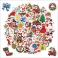 Detailed assortment of 50 colorful cartoon Christmas stickers for holiday decoration - 圣诞节贴纸-B款 / 50 Sheets