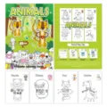 Instructional view showing animal coloring pages and folding steps for DIY kids' book - Animal Style (MJ019) / Pack of 20