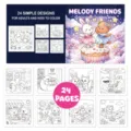 Detailed preview showing 24 cute animal coloring book pages for kids and adults to color - Melody Friends Series (MJ18-2) / 24 Sheets/Pack