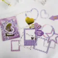 Set de pegatinas de marco de fotos DIY púrpura para scrapbooking y diario creativo - 16 Piezas/Paquete / Estrellas Románticas
