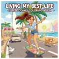 Copertina dettagliata di un libro da colorare con scena di spiaggia e skate - Stile Living My Best Life (XY08-9) / Confezione da 24