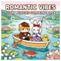 Copertina originale di un libro da colorare per bambini di 24 pagine con gatto e coniglio - Stile Romantic Vibes (MJ18-6) / Confezione da 24